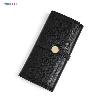 Minibook Genuine Leather Ladies Long Wallet with Custom Logo Zipper and Card Holder