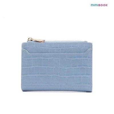 Women's Short Wallet with Ins Style Croc Skin and Polyester Lining in Crocodile Grain
