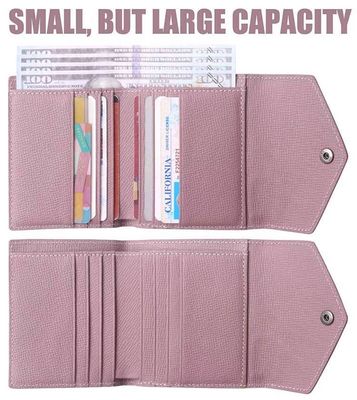 Women's Three Fold Wallet Pocket with Magnetic Buckle and RFID Blocking in Mini Size