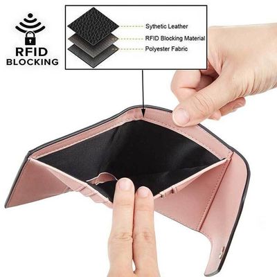 Women's Three Fold Wallet Pocket with Magnetic Buckle and RFID Blocking in Mini Size