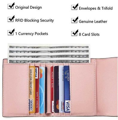 Women's Three Fold Wallet Pocket with Magnetic Buckle and RFID Blocking in Mini Size
