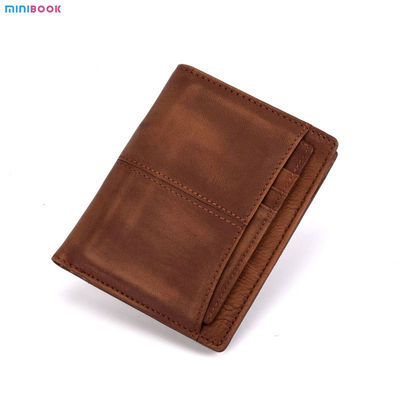 Short Wallet Rfid Genuine Crazy Horse Leather Wallet Leather Credit Card Holder for Men