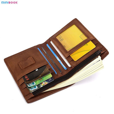Short Wallet Rfid Genuine Crazy Horse Leather Wallet Leather Credit Card Holder for Men
