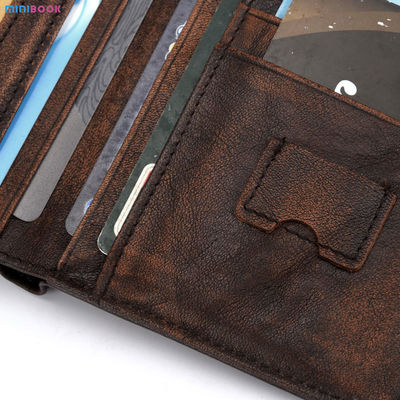 Short Wallet Rfid Genuine Crazy Horse Leather Wallet Leather Credit Card Holder for Men