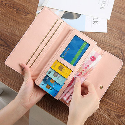 Custom Logo Ladies Long Wallet Fashion Large Capacity Pu Leather Card Holder Clutch Bag