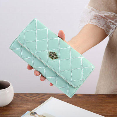 Custom Logo Ladies Long Wallet Fashion Large Capacity Pu Leather Card Holder Clutch Bag