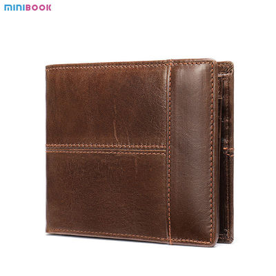 Men's Genuine Leather RFID Blocking Wallet Minimalist Crazy Horse Slim Credit Card Holder