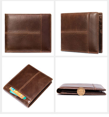 Men's Genuine Leather RFID Blocking Wallet Minimalist Crazy Horse Slim Credit Card Holder