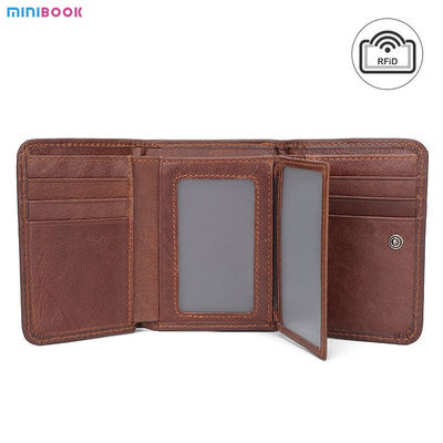 Customized Crazy Horse Leather Men's Trifold Wallet with RFID Blocking Technology