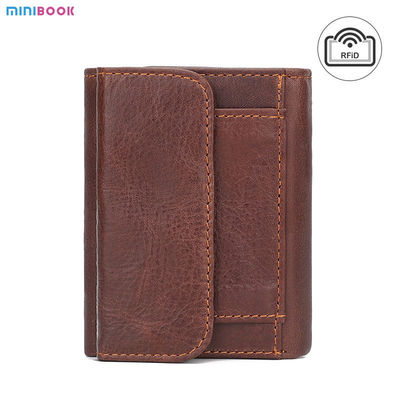 Customized Crazy Horse Leather Men's Trifold Wallet with RFID Blocking Technology