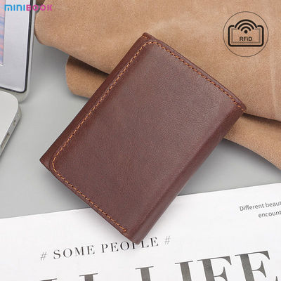 Customized Crazy Horse Leather Men's Trifold Wallet with RFID Blocking Technology