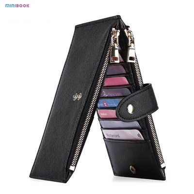 PU Saffiano Leather Long CardSlot Money Case Multi-Function RFID Blocking Bifold Wallet