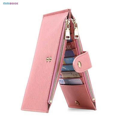 PU Saffiano Leather Long CardSlot Money Case Multi-Function RFID Blocking Bifold Wallet