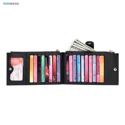 PU Saffiano Leather Long CardSlot Money Case Multi-Function RFID Blocking Bifold Wallet