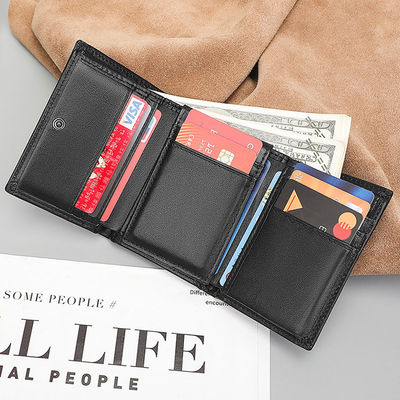 Sample Custom Men's Black Credit Card Holder Minimalist Small Wallet with Snap Pocket