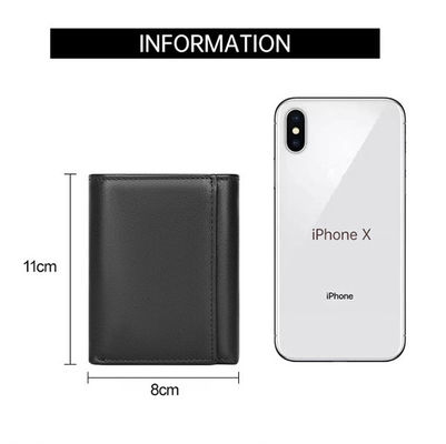 Sample Custom Men's Black Credit Card Holder Minimalist Small Wallet with Snap Pocket