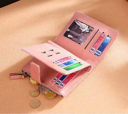 Minibook Oil Wax Leather Vintage Wallet for Women Short Genuine Leather Coin Purse