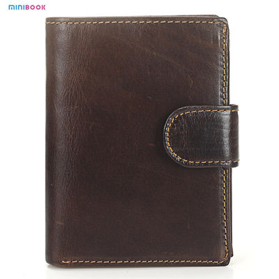 Multi Card Trifold Wallet With Snap Closure And 2 ID Windows In Genuine Oil Wax Leather