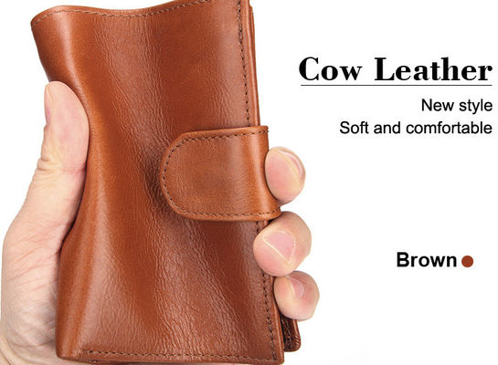 Multi Card Trifold Wallet With Snap Closure And 2 ID Windows In Genuine Oil Wax Leather