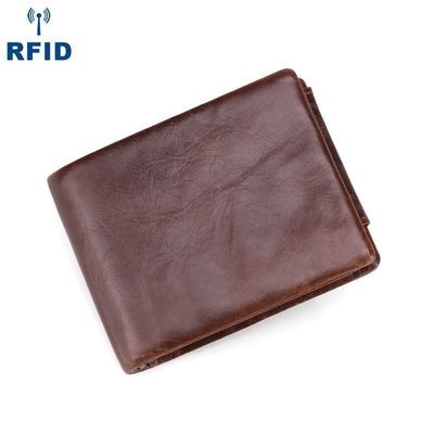 Anti-Theft Minibook Men'S Genuine Leather Wallet With RFID Technology And Small Purse