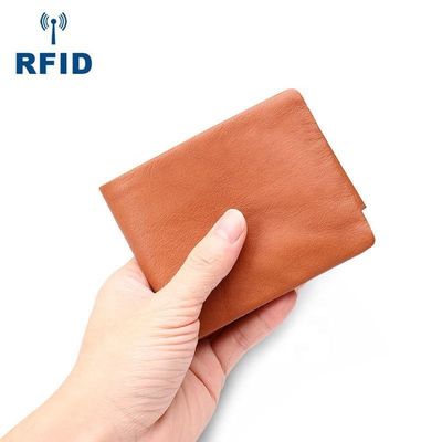Anti-Theft Minibook Men'S Genuine Leather Wallet With RFID Technology And Small Purse