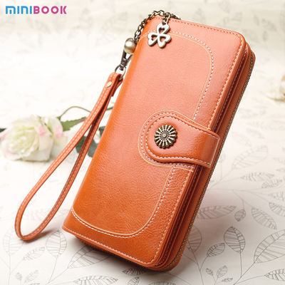 Women's Long Wallet Leather Zipper Cash Stuffing Wristlet Purse Monederos Money Card Bag