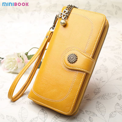 Women's Long Wallet Leather Zipper Cash Stuffing Wristlet Purse Monederos Money Card Bag