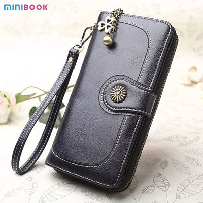 Women's Long Wallet Leather Zipper Cash Stuffing Wristlet Purse Monederos Money Card Bag