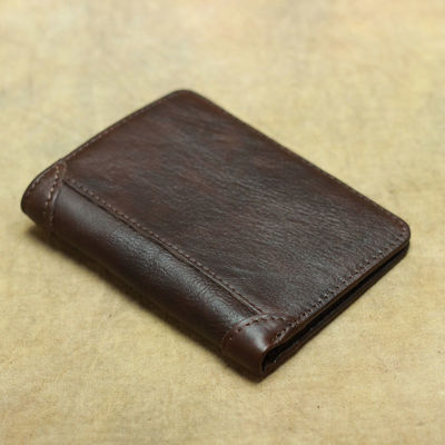 Custom Logo Crazy Horse Leather Men's Bifold Wallet with Rfid Blocking Protection
