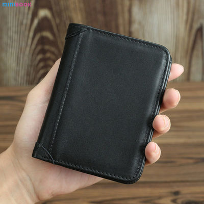 Custom Logo Crazy Horse Leather Men's Bifold Wallet with Rfid Blocking Protection