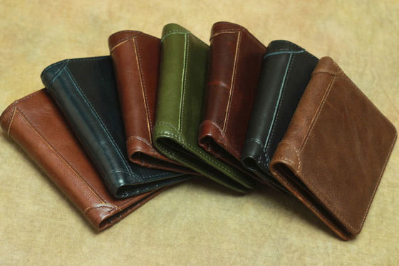 Custom Logo Crazy Horse Leather Men's Bifold Wallet with Rfid Blocking Protection