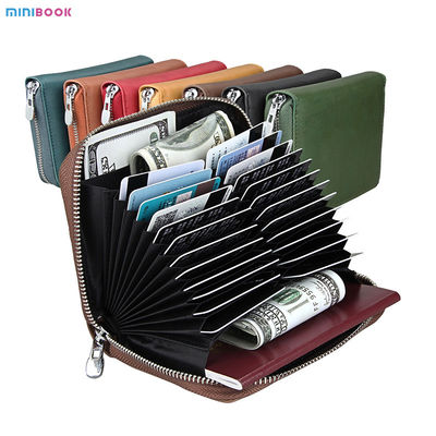 Custom Logo Genuine Leather Rfid Wallet with RFID Blocking and ID Card Holder