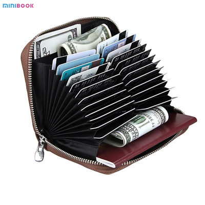 Custom Logo Genuine Leather Rfid Wallet with RFID Blocking and ID Card Holder