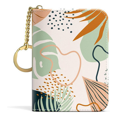 Custom Printing Wallet Mobile Credit Card Holder with Keychain and Portefeuille Femme