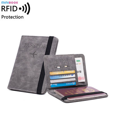 Custom Logo Pu Leather Passport Cover Rfid Blocking Passport Holder Travel Wallet With Card Case