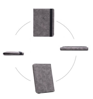 Custom Logo Pu Leather Passport Cover Rfid Blocking Passport Holder Travel Wallet With Card Case