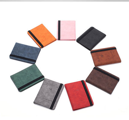 Custom Logo Pu Leather Passport Cover Rfid Blocking Passport Holder Travel Wallet With Card Case