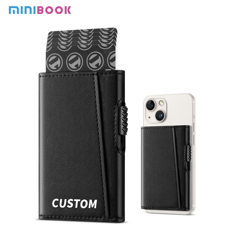 Mens Leather Aluminum Pop Up Wallet Case Card Holder with Custom Logo Avaliable