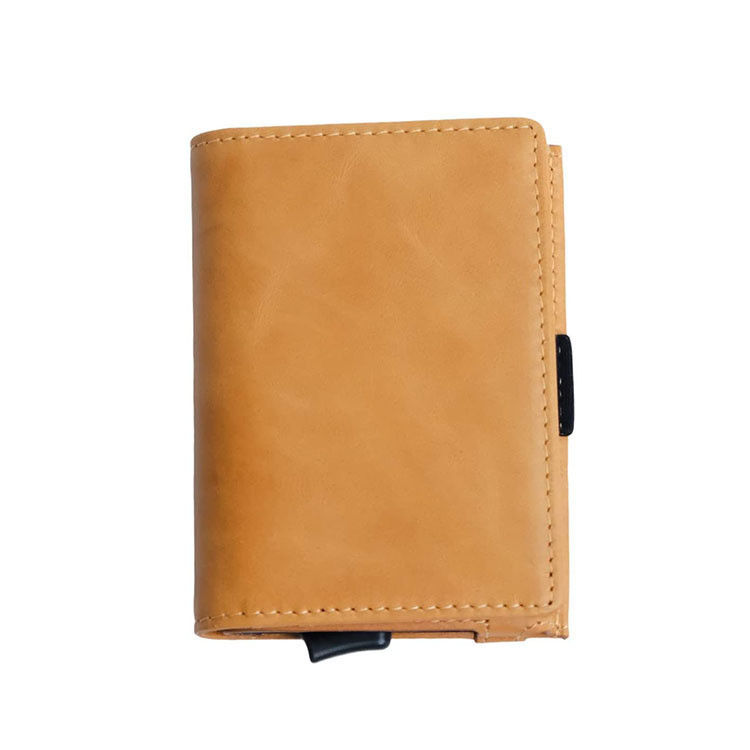 Mix Models Low MOQ Fashionable PU Leather Pop Up Smart Metal Wallet for Smart Storage