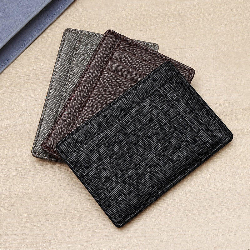 Lychee Pattern Genuine Leather Men Wallet Coin Purse Card Holder with Custom Logo