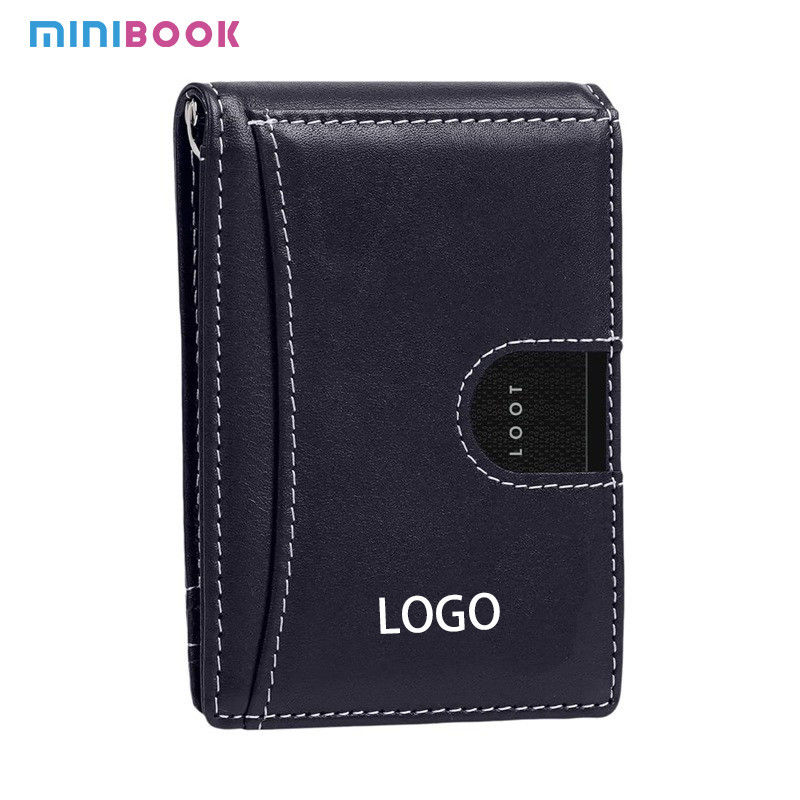 GENUINE LEATHER RFID Blocking Slim Front Pocket Mens Wallet Money Clip With ID Window