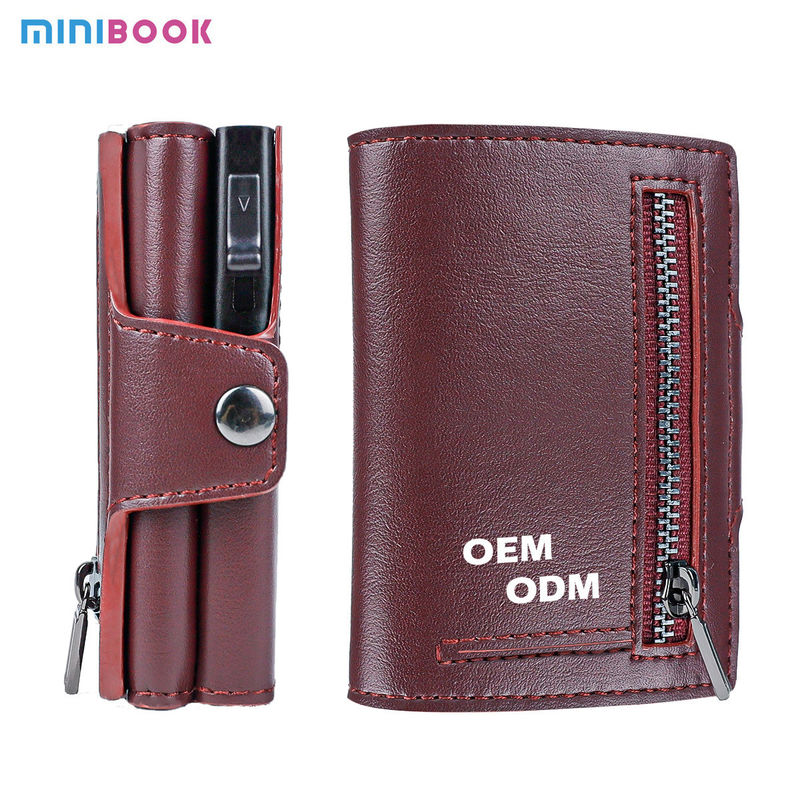 RFID Credit Card Holder Wallet with Aluminium Leather and Pop up Feature in PU Leather