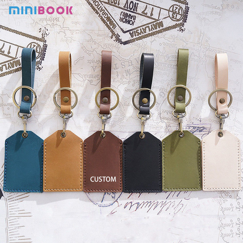 Functional and Secure Cowhide Mini Bus Card Holder Keychain for All-in-One Protection