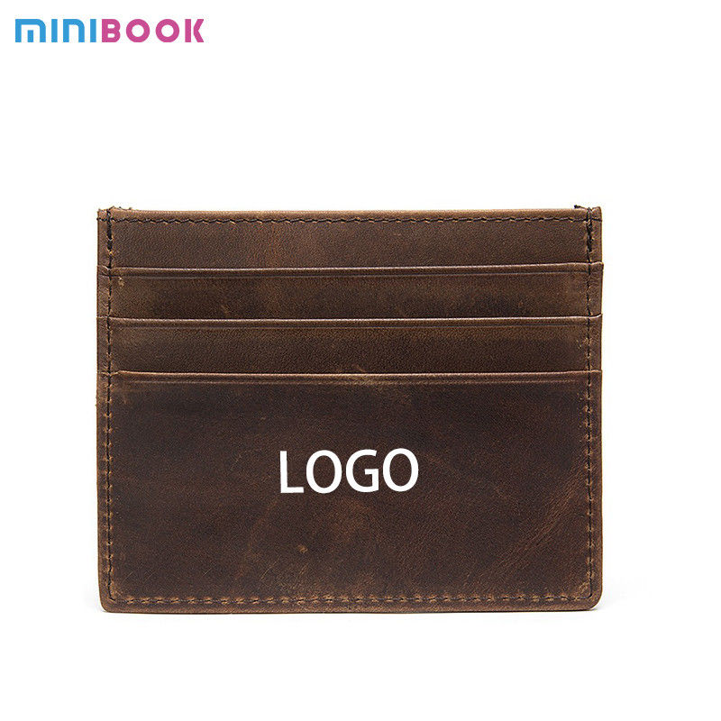 Advantageous Low MOQ Mix Models Custom Logo Slim Leather Card Holder PU Leather Wallet