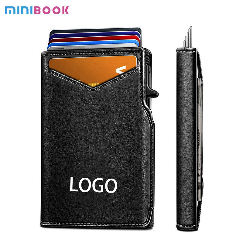 Low MOQ Mix Models Minimalist Leather Credit Card Holder Wallet with Pop Up Function
