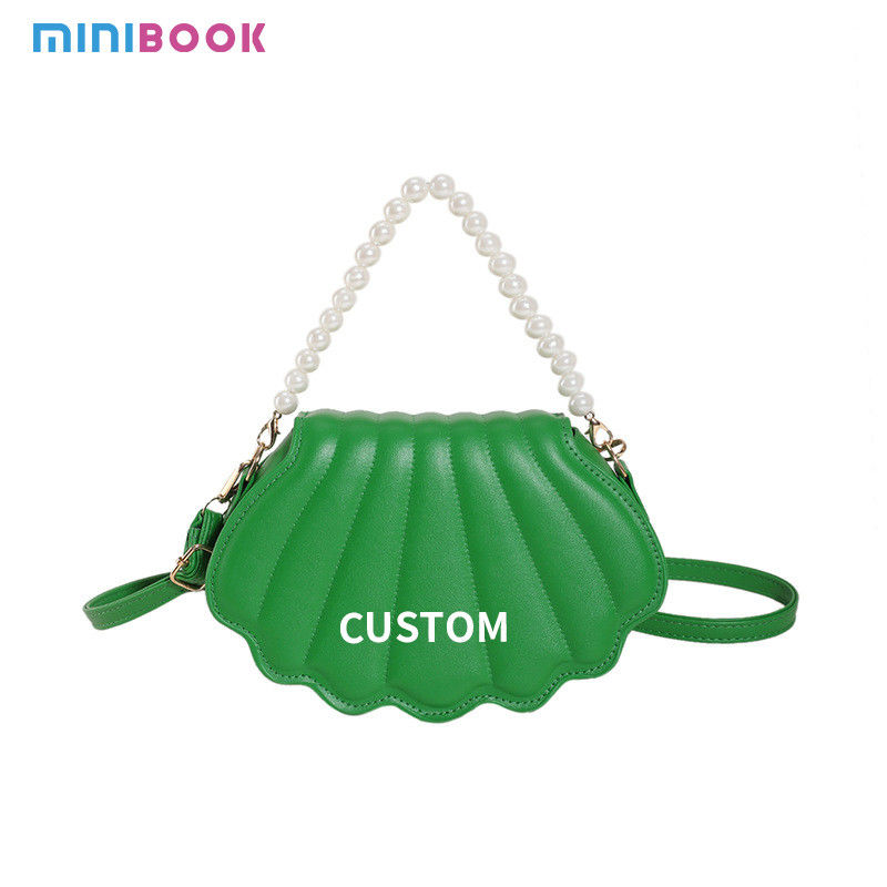 Custom Logo Avaliable Shell Shape Woman Handbag with Pearl Chain and Fashion Design
