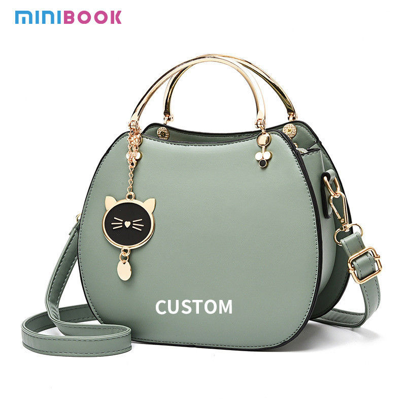 Custom Logo Avaliable Cat Pendant Women's Handbags 2024 with Zipper Hasp Closure Type