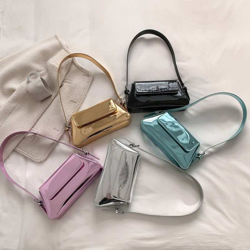 2024 Designer Women's Hand Bag Bright PU Leather Fashion Shoulder Bag with Single Handle