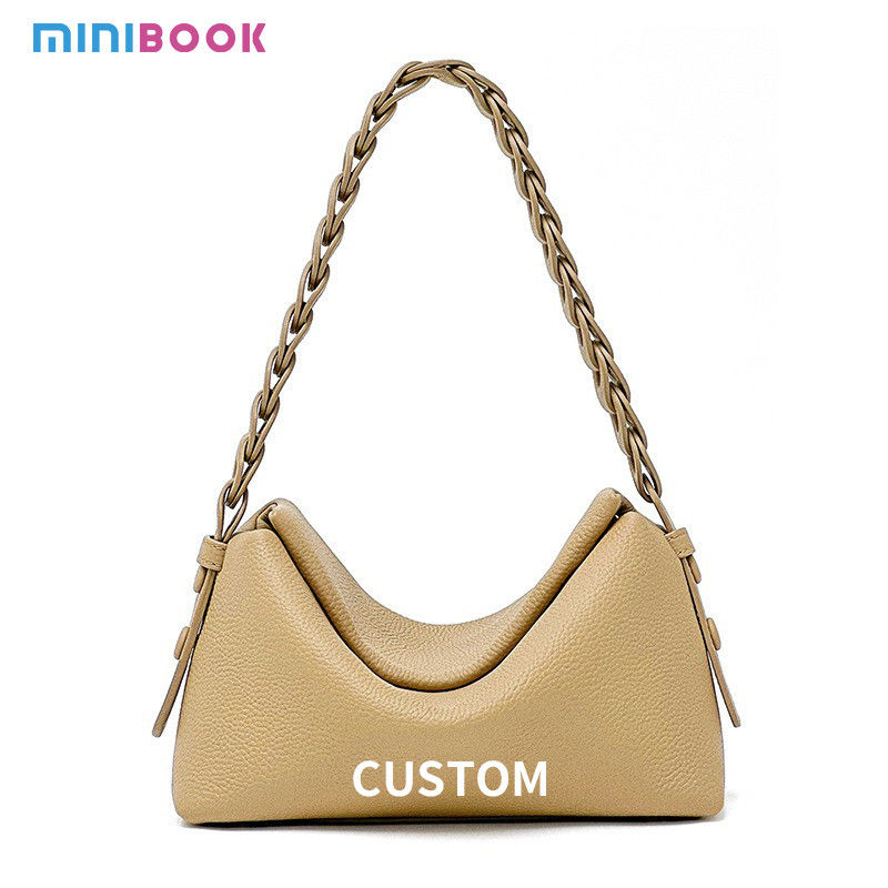 Soft Cowhide Genuine Leather Handbag Simple Style Crossbody Shoulder Bag Ladies Underarm Bag