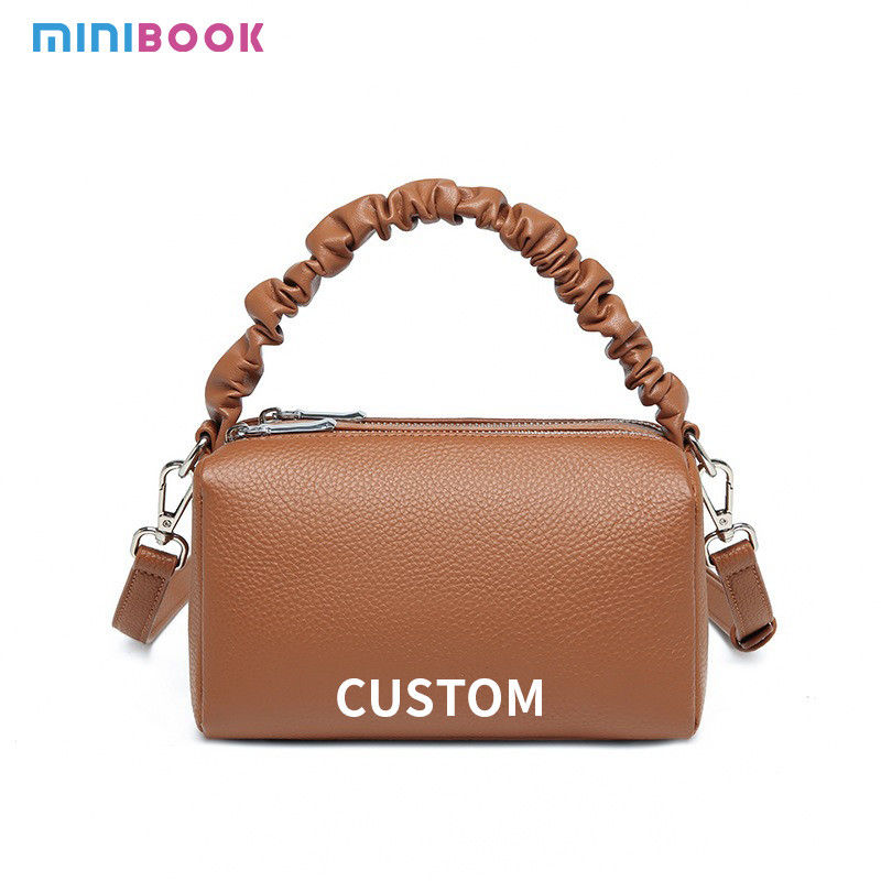 Women's Daily Life Luxury Tote Bag Genuine Cow Leather Double Zipper Shoulder Bag